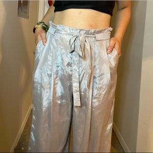 Zara Silver Metallic coulette pants